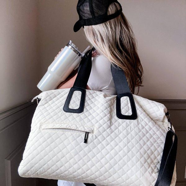 Quilted Weekender Off White Bag