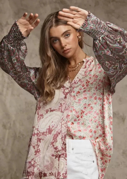 All Mixed Up Floral Print Blouse