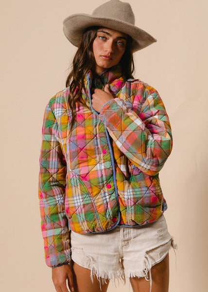 Vintage Vibes Plaid Quilted Jacket