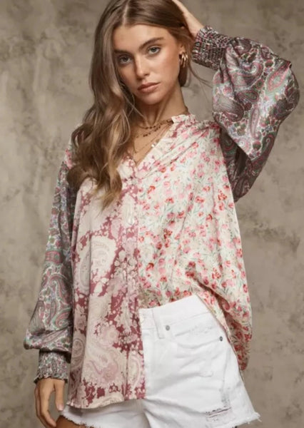 All Mixed Up Floral Print Blouse