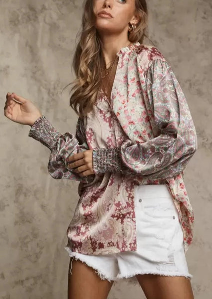 All Mixed Up Floral Print Blouse