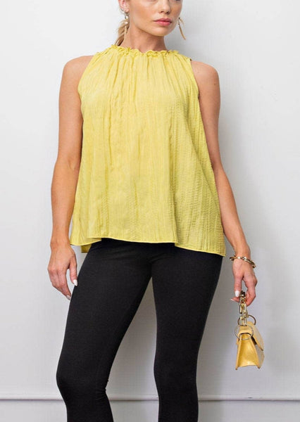 Classic Textured  Dandelion  Sleeveless Top