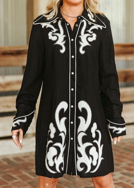 Black Western Shirt Dress