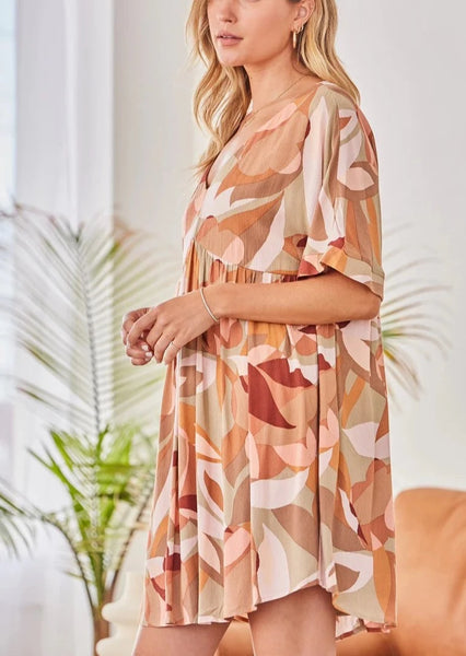 Earth Tone Abstract Design Dress