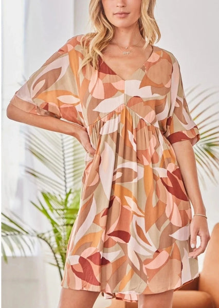 Earth Tone Abstract Design Dress