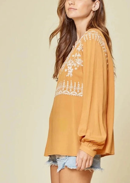 Marigold Embroidered Blouse ~ FINAL SALE