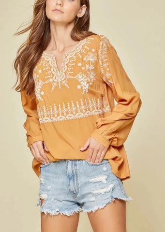 Marigold Embroidered Blouse ~ FINAL SALE