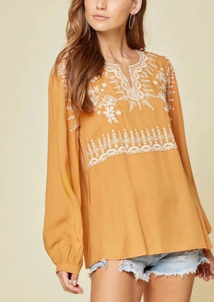 Marigold Embroidered Blouse ~ FINAL SALE