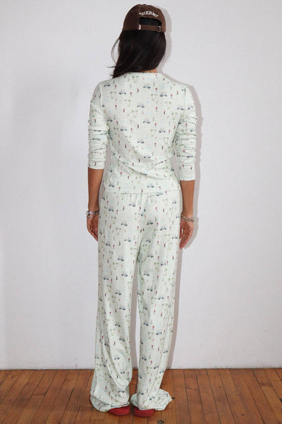 Golf Print Button Cardigan : Apple Green / M