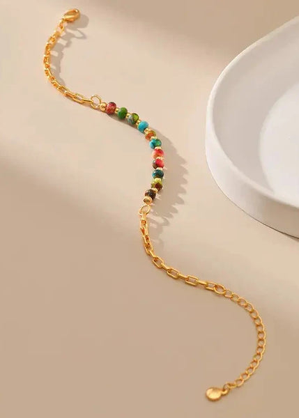 Colorful Beaded 18K Gold Plated Adjustable Bracelet