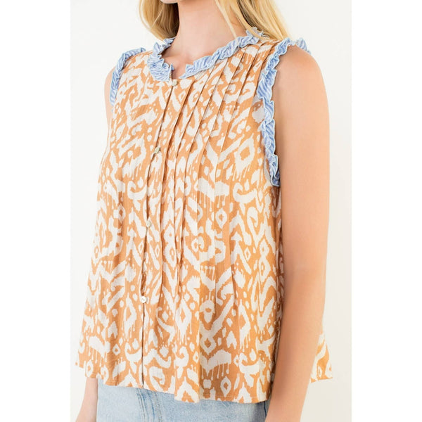 Sleeveless Abstract Pattern Top
