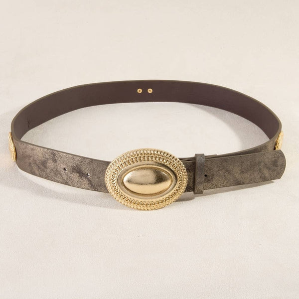 Western Ornate Ovals Vegan Leather Belt: GBR