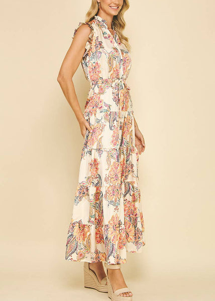 Floral Print Tiered Maxi Dress