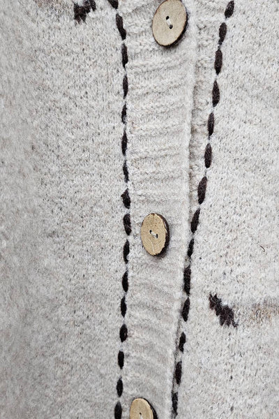 IM8672-Fall Top Rated Knit Horse Cozy Cardigan: S/M / Brown