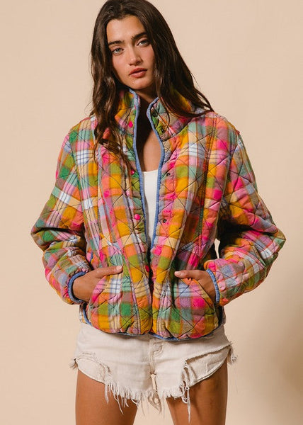 Vintage Vibes Plaid Quilted Jacket