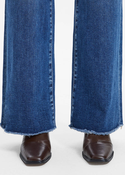 High Rise Straight Jeans with Raw Hem