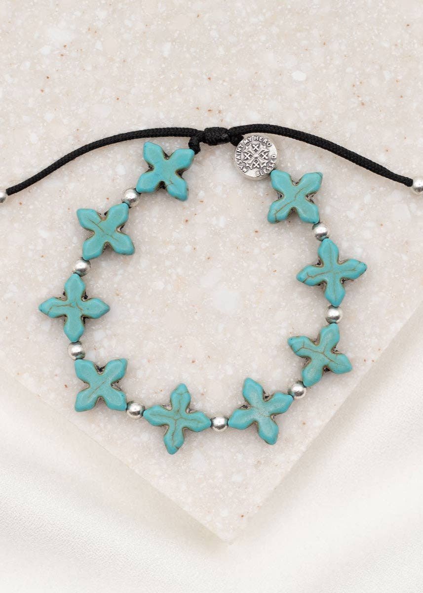 Grounded In Faith Cross Bracelet ~ Blue / Silver