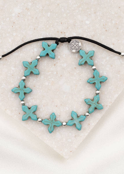 Grounded In Faith Cross Bracelet ~ Blue / Silver