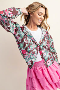 Tropical Print Lightweight Hooded Jacket ~FINAL SALE