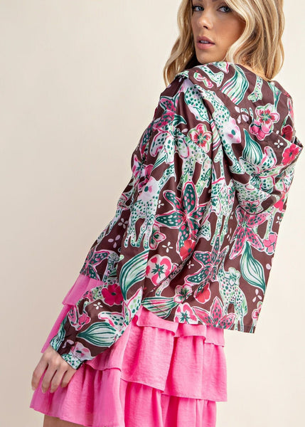 Tropical Print Lightweight Hooded Jacket ~FINAL SALE