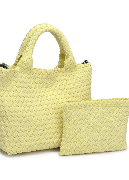 Sky's The Limit Small Woven Neoprene Crossbody: Butter