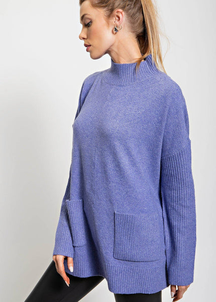 Cuddly Mock Neck Poncho Sweater