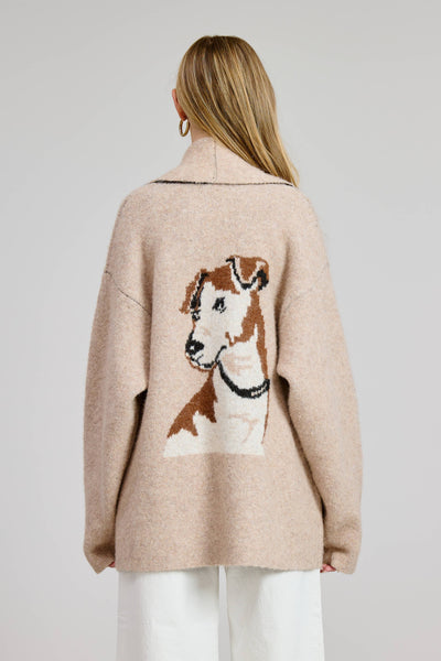 Puppy Jacquard Sweater Cardigan : One Size