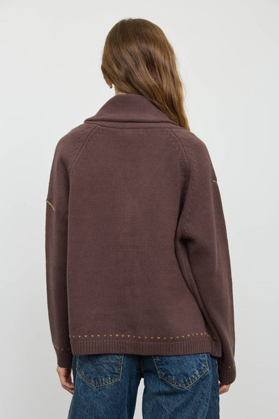 Howdy Cowboy Jacquard Shawl Collar Knit Cardigan Sweater