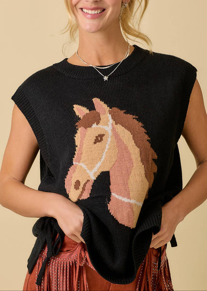 Western Horse Sweater Knit Top