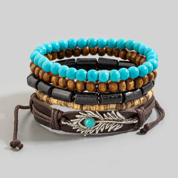 Western Theme Beaded Bracelet Set: MULTI