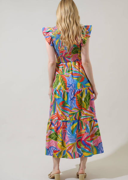 Vacay Vibes Smocked Dress with Flutter Sleeves