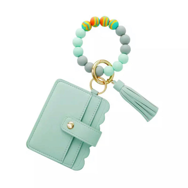 Wallet Wristlet Silicone Bead Tassel Keychains