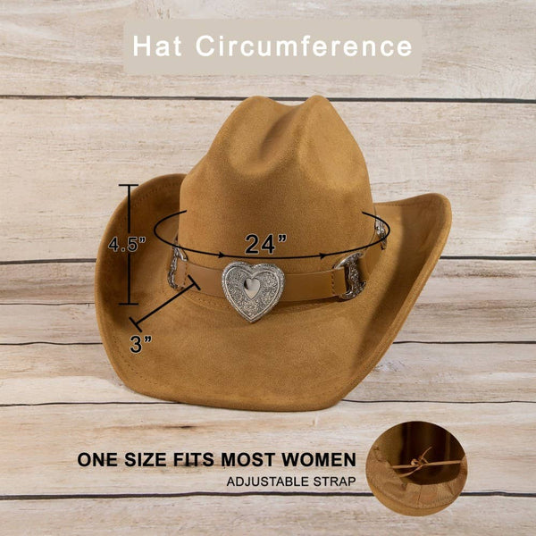 Western Heart Buckle Cowboy Hat: BK