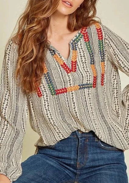 Ellie Embroidered Yoke Top