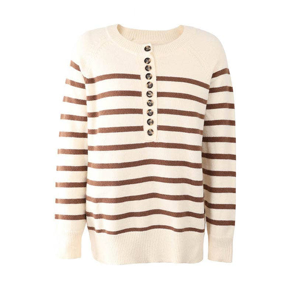 Quarter Button Up Striped Sweater ~ FINAL SALE