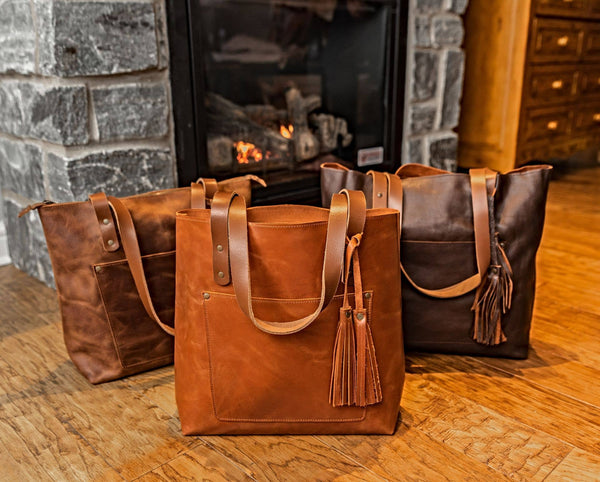 Classic Leather Tote in Saddle Brown