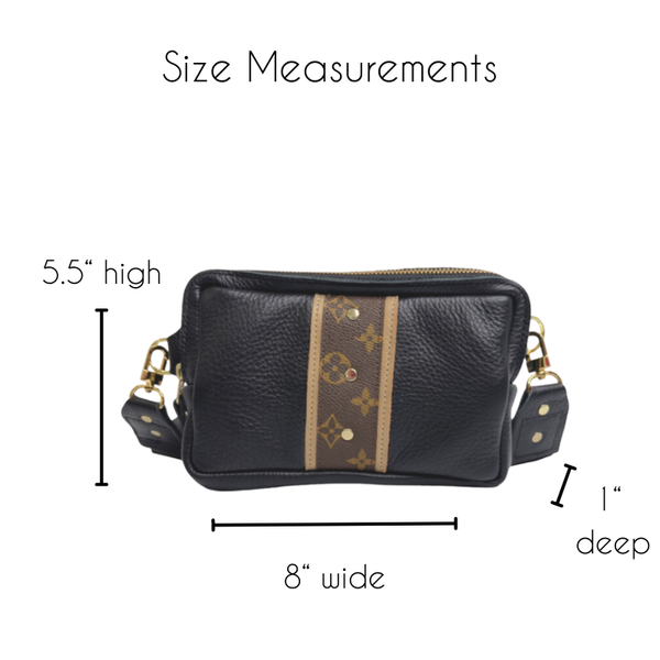 Bougie Belt/ Crossbody Bag In Black Leather | Upcycled LV