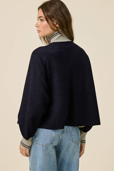 Atelier Navy Jersey Style 2-Way Zip-Up Sweater Jacket