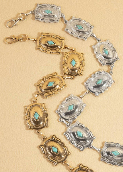 Turquoise Concho Chain Link Belt