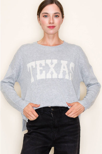 Texas Pullover Sweater in Heather Gray