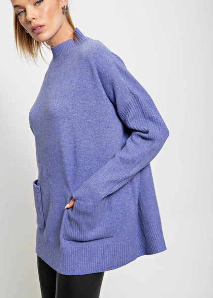 Cuddly Mock Neck Poncho Sweater