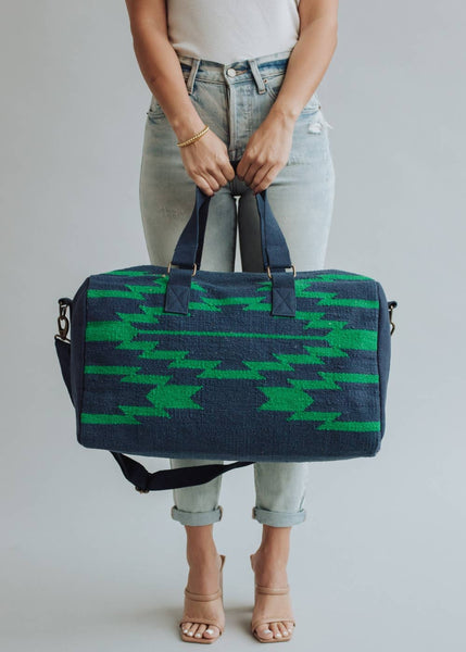 Navy & Green Aztec Duffle Bag