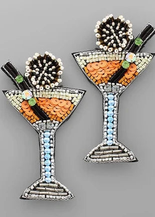 "Shaken' Not Stirred" Beaded Cocktail Earrings