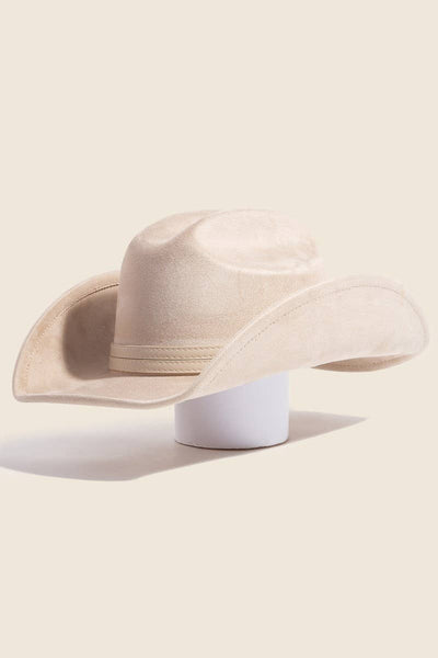 Double Belt Faux Suede Cowboy Hat: IV