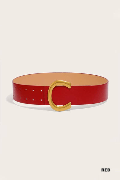 Large C Shape Buckle Fashion Belt: BROWN / 1(ONE SIZE)