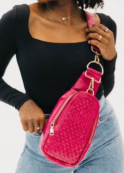 Waverly Woven Sling Bag in Fuchsia