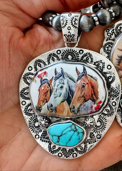 Western Print Pendant Necklace