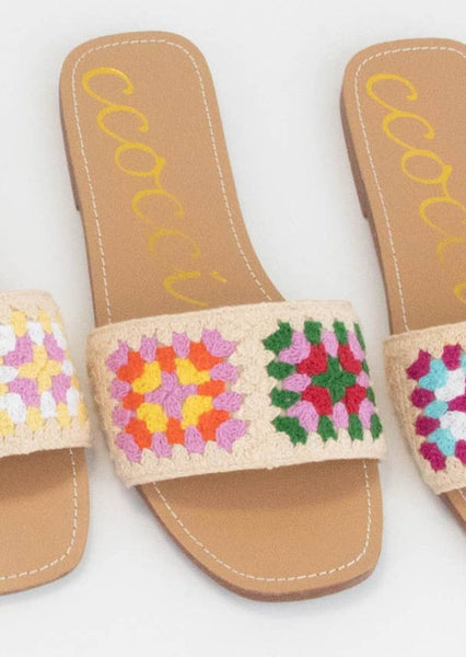 Boho Square Crochet Slide Sandals