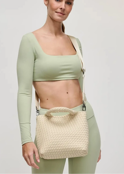 Sky's The Limit Small Woven Neoprene Crossbody: Cream