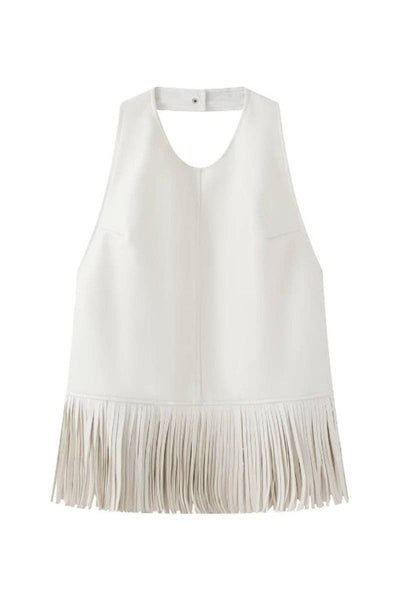 Fringe Hem Sleeveless Tank: WINE / L